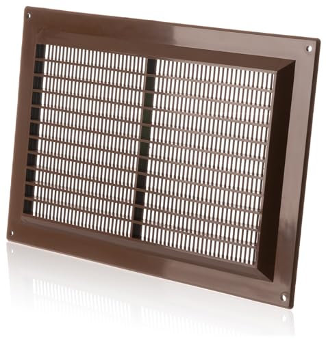 250x170mm Rejilla de Ventilación de Plástico ABS Marrone con Mosquitera - Rejillas de Ventilación Rectangulares
