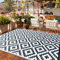 CHOSHOME Outdoor Rug for Garden 180x270CM Large Outdoor Rugs Waterproof Camping Carpet Portable Carpet Woven Rug Easy Cleaning Recycled Balcony Rugs Geometric Mat for Picnic Beach BBQ Black