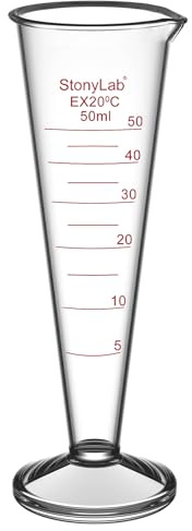 stonylab Graduated Cylinder, 1-Pack Borosilicate Glass Conical Measuring Cylinder Beaker with Wide Mouth and Pour Spout for Precise Measurement, 50 ml