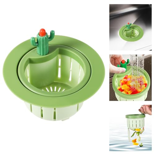 Filtre de Vidange Evier Cuisine Cactus, Crépine de Vidange Automatique Panier Vidange Cuisine Autonettoyant Panier de Collecte de Déchets en Plastique pour Usage Domestique et de Cuisine