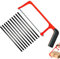 Kit Scie à Métaux Petite Avec 10 Lames Remplaçables, Mini Rouge Noire à Angle Réglable, Professionnelle Pour Plastique, Tuyaux PVC, Bardeaux & Coupe de Bois
