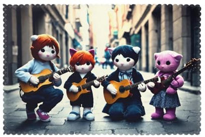 Set di 6 tovagliette all'americana con gattino che suona la chitarra, 30,5 x 45,7 cm, per feste, cucina, sala da pranzo