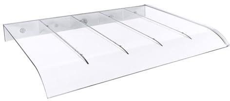 Rovss Auvent Marquise de Porte d'entrée 40/50/80/100/120/150cm Transparent Toit Abri pour Extérieure Jardin Balcon Climatisation Auvent de Porte en Polycarbonate(Blanc,35x150cm)
