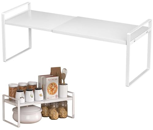 Scaffale allungabile per armadio da cucina, mensola da cucina, mensola per armadio, mensola per spezie estensibile, mensola per dispensa, organizer per armadio regolabile per banconi da cucina, 35 a
