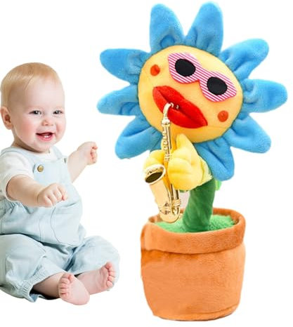 Sprechende Sonnenblume, tanzende Sonnenblume, Happy Birthday Lied, 200 Lieder, lustiges Musikgeschenk, Partygeschenke, leuchtende Sprechen, Wiederholungsaufnahme, Saxophon, weiche Blume