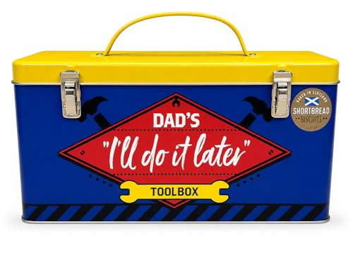 eBoutik - Dad’s “I’ll Do It Later” Tool Box Tin with Scottish Butter Shortbread Biscuits – Gift Novelty Father’s Day for Dad, Funny Biscuit Gift Set, Reusable Metal Storage Container