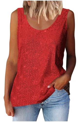 Damen Glitzer Tank Top Schwarz Ärmellose Unterhemden Mit Pailletten Festliche Oberteile Elegant Läsiges V-Ausschnitt Oberteil Blusentop Party Tunika Glitzerbluse Locker Damentops Weste Hellrosa Xxl