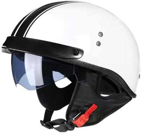 Casco Da Motociclista Caschi Jet E Demi-Jet DOTECE Omologato Caschi Cromwell Piccolo E Portatile Aperto Retrò Moto Con Visiera Casco Scodella Per Adulti Uomo Donna 2,M:57-58CM
