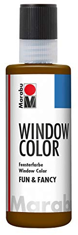 Marabu 04060004045 Window Color Fun & Fancy, Colore Trasparente a Base d'Acqua, Rimovibile su superfici Lisce Come Vetro, specchi, Piastrelle e Pellicola, 80 ml, Marrone Scuro