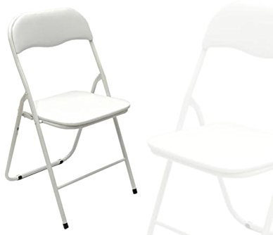 SEDIA IMBOTTITA PIEGHEVOLE RICHIUDIBILE BIANCA IN ACCIAIO ARREDO CASA GIARDINO