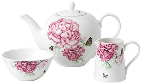 Royal Albert Miranda Kerr Everyday 40034006 Teapot, Sugar & Cream 3 Pc Set, White, Porcelain