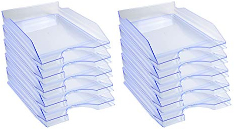 Exacompta - Ref. 12310D - set med 10 ECOTRAY-postlådor - mått 34,5 x 25,5 x 6,5 cm - för dokument i A4+ - genomskinlig isblå färg