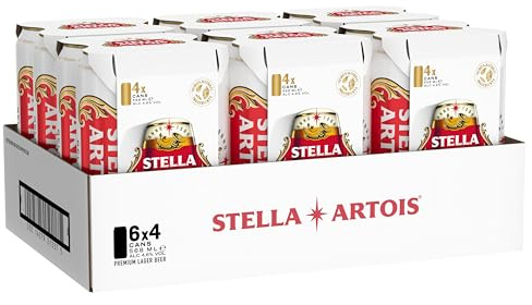 STELLA ARTOIS Premium Lager Beer Pint, 24 Pack 568 ml Cans