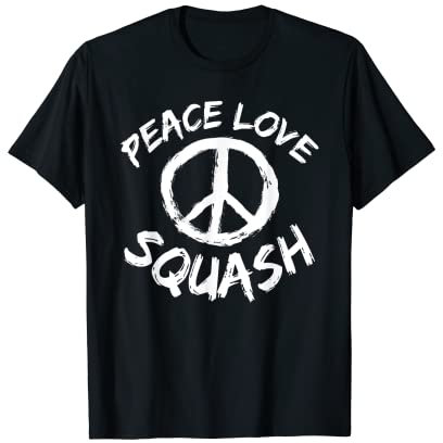 Squashspieler Squash Trainer Design Peace Love Squash T-Shirt