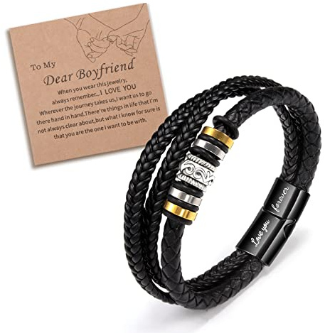 YELUWA Gåvor till män, herrarmband, herr läderarmband med gravyr | 18 21 30 40 50 60 födelsedag presenter till män jul årsdag gåva till pappa make vän son bror sonson son