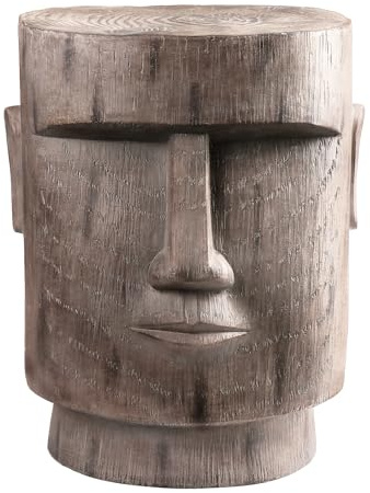 ARSTRIA Beistelltisch für den Außenbereich, Osterinsel, AHU Akivi Moai Statue, Standtisch, Beistelltisch, Hocker für Zuhause, Terrasse, Deck, Sonnenraum, Garten, Balkon, Hof, Rasen, Grau