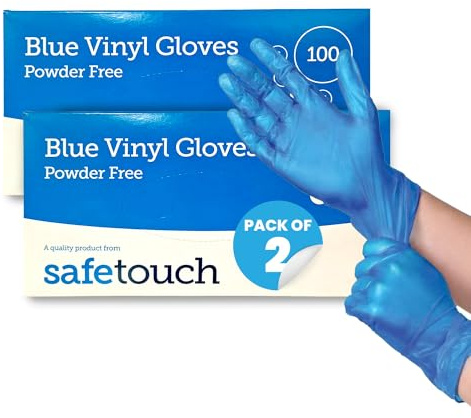 Just Health Disposables Blue Vinyl Gloves, S, 200ct - Food Safe