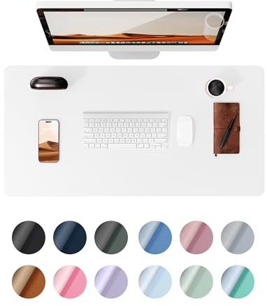 YSAGi Schreibtischunterlage, Großes Leder Mauspad 80x40cm, Weiß | Premium Schreibunterlage, Rutschfeste Tischunterlage, Multifunktionales Mousepad Schreibtisch Zubehör für Büro & Homeoffice