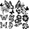 GORGECRAFT Lot de 4 Autocollants de Voiture en Forme de Papillon Motif Fleur d'hibiscus Noire Réfléchissants Hawaïens pour Pare Chocs de Voiture Imperméables en Pet pour Décor Extérieure Automobile