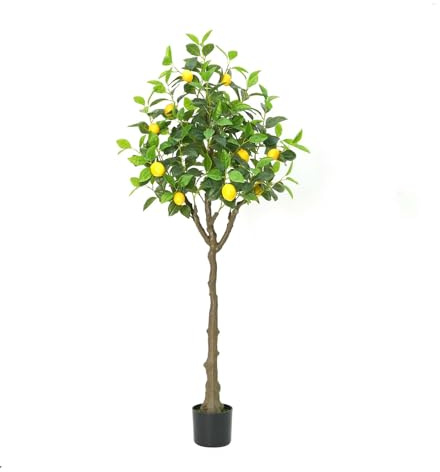 Thaookte Citronnier artificiel 150 cm - Plantes artificielles comme de vraies plantes artificielles - Grand citronnier en pot - Avec fruits et feuilles réalistes - Pour la maison, le salon, la chambre