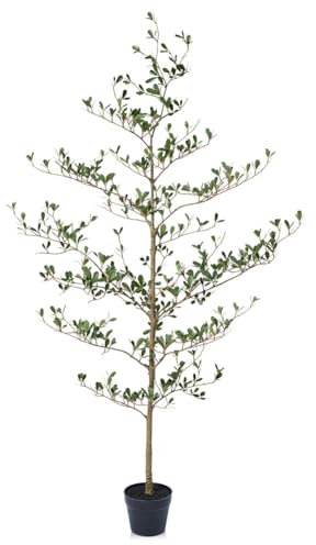 VeriNatural Artificial Plants Indoor 150 cm Black Olive Tree - UV Resistant Large Green Fake Tree with Plastic Pot - Tall Faux Plants Decor for Home Garden Office Indoors Outdoor, VN140