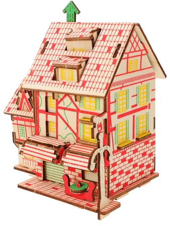TOYANDONA Building Model Diy Wooden House Puzzle Wood Windmill House Puzzle Model Assembly