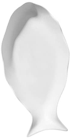 DECHOUS 12-inch Fish Shaped Ceramic Steaming Plate Matte White Food Serving Plate Household Kitchen Dinner Oven Safe