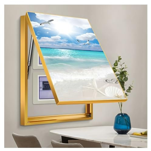 Distribution Box Decorative Painting, Wall Hanging Painting with Hydraulic Rod Supports, Creative Switch Box Electric Panel Cover, for Office Restaurant Home Decoration(J,35x45 cm/13.8x17.7 in)