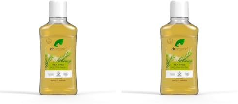 Dr. Organic Enjuague Bucal Árbol de Té de, Antibacteriano, Sabor Menta, 500 ml (Paquete de 2)