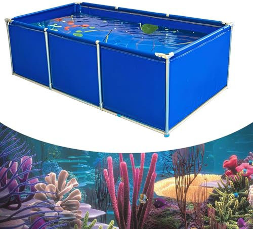 Dtyubfg Segeltuch-Fischteich-Pool mit Halterung, Faltbecken,Outdoor Fischteich Lagertank, Für Die Wasserspeicherung, Fischzucht,Garnelenzucht,Hydroponische