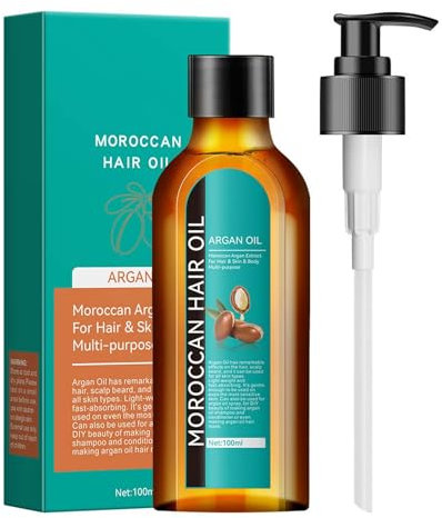 Marokkanisches Haaröl 100ml, intensives Haaröl mit Arganöl aus Marokko, Marokkanisches Haarpflegeöl, Natürliche Pflege für trockenes & geschädigtes Haar, Weiches, glattes Haar. (100ml, 1)