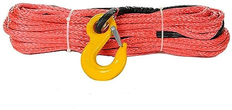 Cable de cabrestante de 20,500 libras, cuerda de 10mm X 30m, cable de cabrestante sintético de Uhmwpe con gancho for herramientas de vehículos todoterreno 4x4(Rot)