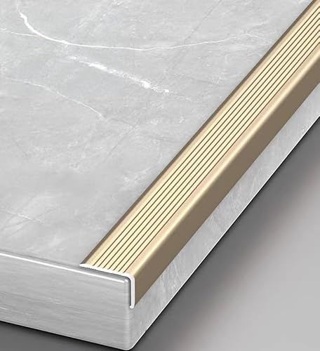 Acabado antideslizante de aleación de aluminio - Protector de perfil de seguridad impermeable para todas las superficies (oro, 120 cm, 1 unidad)