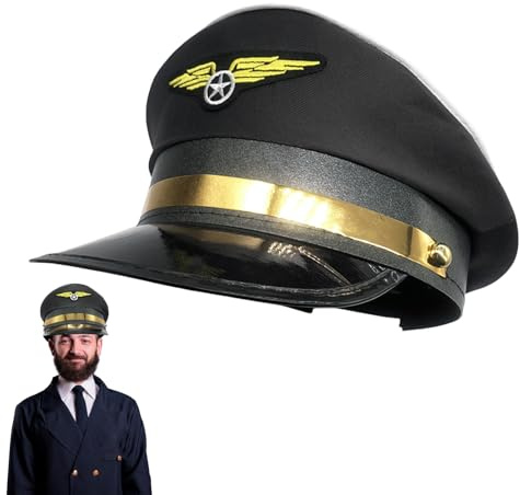 Generisch Flugzeugmütze, Pilotenmütze - Kapitänsmütze für Marinepiloten für Erwachsene | Matrosenmütze, Mütze für Erwachsene, Marinepilot, Flugkapitän, für Kapitän, Halloween-Party, Cosplay-Zubehör
