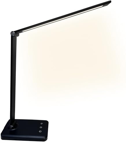 Evapure LED Desk Lamp with USB Charging Port – Dimmable Touch Control Table Lamp with 5 Colour Modes & 10 Brightness Levels – Foldable Reading Light for Home Office & Bedside