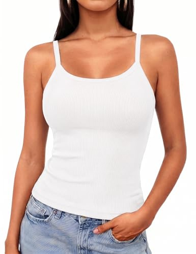 Aottori Camiseta Tirantes Mujer Cuello Redondo Tirantes Finos | Tejido elástico, Uso diario, Vacaciones, Ropa interior, Ajuste cómodo, Espalda descubierta, Look minimalista