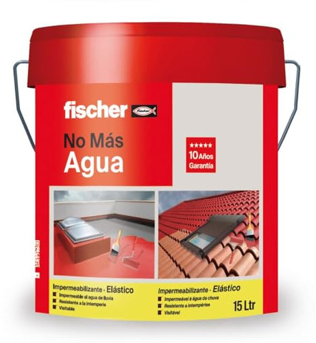 fischer - Pintura impermeabilizante (cubo 20kg) Gris sin fibras, resistente al agua y exteriores