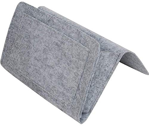 YIKEF Bettaufhänger Organizer,zeitungsständer Filz,Tasche Sofa-Bett Hängeaufbewahrung,Sofa Seitenloch,nachttisch Tasche,Bett Organizer für Buch Handys, Tablets, Schrank TV, Remote(Hellgrau)