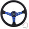 POHOVE Volante de carreras universal, 13.8 pulgadas, 350 mm de profundidad, volante de aleación de aluminio de poliuretano con botón de bocina, para la mayoría de vehículos