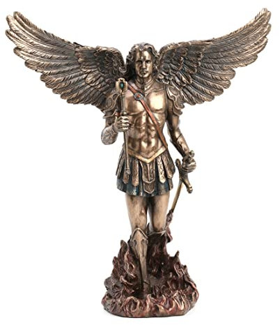Veronese Design Skulptur Erzengel St. Michael, kaltgegossenes Kunstharz, antikes Bronze-Finish, 30,5 cm hoch