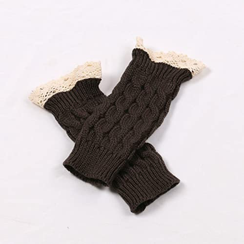 Liyinco Winter Gestrickte Spitze Fingerlose Handschuhe Frauen Verlängerte Warme Halbe Fingerhandschuhe Gestricktes Lesen Gehen Arbeit Schreibhandschuhe Dunkelgrau Einheitsgröße