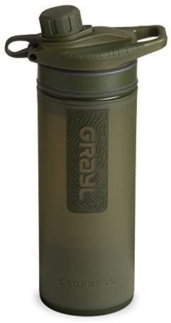 GRAYL GeoPress 710ml Outdoor Wasserfilter Trinkwasser I Eliminiert 99,99% aller Bakterien und Viren I Perfekt für Camping, Survival und Reisen (Olive Drab)