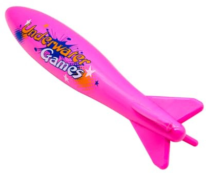 TOPWAYS 9 Large Pool Torpedo Rocket Spins & Glides Up to 30 Feet Like Underwater Football for Under Water Passing Games Underwater Torpedo Diving Toy Glider Diving Torpedoes (Pink big Torpedoes)