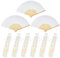 BOFUNX 24pcs Abanico de Boda Abanico Mano Plegable Blanco de Madera y Papel con Bolsitas Organza y Lazos Regalo Recuerdo Detalle para Invitados Decoración de Bodas Fiestas