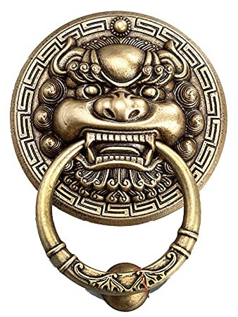 Das Labyrinth-Tor, Tiergesichts-Bronze-Türklopfer, antiker Messing-Anti-Türgriff for Retro-Tor-Innenhof/Holz-Haustür, Wohndekor-Zubehör(13.5Cm Diameter)