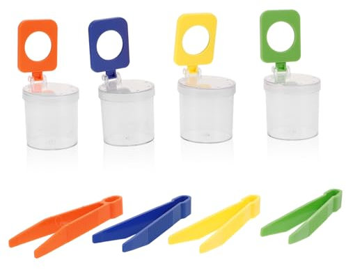 HOOTNEE 4stücke Teiliges Insekten Beobachtungsset Mit Integrierter Lupe Transparenter Vergrößerungsdose Aus Kunststoff Sicher Und Wiederverwendbar Für Junge Mädchen Und Schüler Zur Naturer