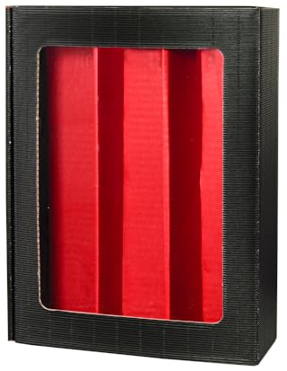 5x Flaschen Geschenkkarton - Geschenkverpackung für 3 Flaschen - zweifarbig schwarz & rot - hochwertiger Wellkarton