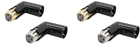 Reinscer 4 stycken ljudadapterkontakter 3-polig XLR-vinkeladapter justerbar till uttag vinklad XLR-adapter (XLR 90 graders adapter)