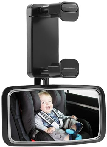 QWORK® Car Rear Mirror, Clip-On Rear View Mirror, 360° Rotatable Baby Rear View