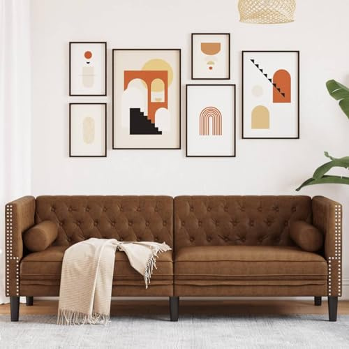 Rantry 3-sits Chesterfield-soffa | Bekväm & Stilfull | Brun | Max 110 kg per sits